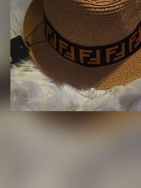 Straw Fedora Hat with Fashion Band - Tan